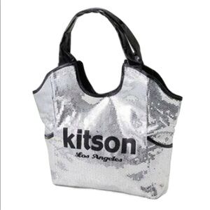 Vintage Y2K Rare Kitson Los Angeles Silver & Black Sequin Tote Bag